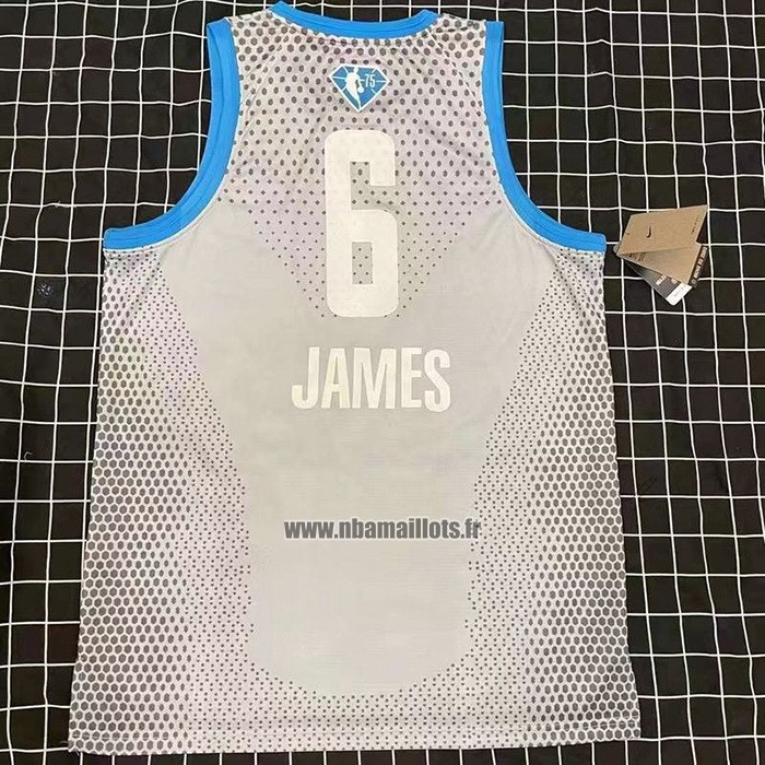 Maillot All Star 2022 Los Angeles Lakers LeBron James NO 6 Gris